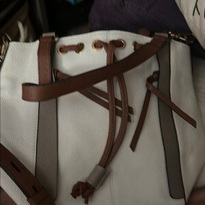 Lodis White and Brown Leather Backpack with Timeless Design